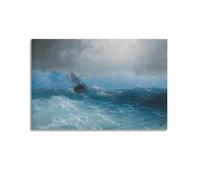 SJWINER Ivan Aivazovsky Painter Works《Ship in The Stormy Sea(1899)》posters Canvas Wall Art Decor Living Room Modern Family Bedroom 12x18inch(30x45cm) Unframe-style