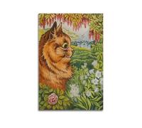SJWINER Louis Wain Painter Work（Cat in The Garden） poster Canvas Wall Art Decor Living Room Modern Family Bedroom 12x18inch(30x45cm) Unframe-style