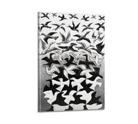 SJWINER M. C. Escher Painter's Work《Liberation》Posters Canvas Wall Art Decor Living Room Modern Family Bedroom 12x18inch(30x45cm) Frame-style