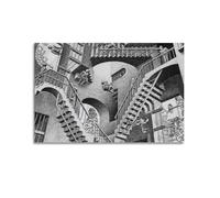 SJWINER M. C. Escher Painter's Work《Relativity Lattice》printed Posters Canvas Wall Art Decor Living Room Modern Family Bedroom 12x18inch(30x45cm) Unframe-style