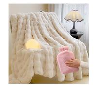 SJWJWOO Cat-Like Touch Rabbit Fur Blanket Soft Fluffy Rabbit Fur Throw Blanket, Faux Fur Blanket for Living Room Bedroom,White-80x90in(200x230cm)