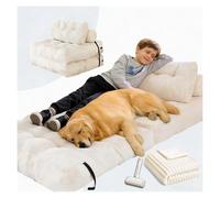 SJWJWOO Foldable Human Dog Bed for Adult, with Bubble Blanket and lint roller Human Dog Bed for Kids Human Pet Bed for Adults People Fits Pet Families,white