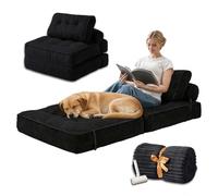 SJWJWOO Foldable Human Dog Bed for Kids, with Bubble Blanket and lint roller Foldable Dog Bed Washable Dog Bed for Living Room, Bedroom, Movie Room,black