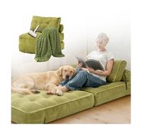 SJWJWOO Foldable Human Dog Bed for Kids, with Bubble Blanket, lint roller Foldable Human Dog Bed Dog Bean Bag for People Fits Pet Families,green