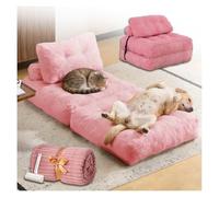 SJWJWOO Foldable Human Size Dog Bed, with Bubble Blanket and lint roller Adult Dog Bed for Humans Human and Dog Bed for People Fits Pet Families,pink