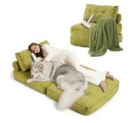 SJWJWOO Foldable Human Size Dog Bed, with Bubble Blanket, lint roller Folding Dog Bed Human Size Dog Bed for Adults Cozy Large Present,green