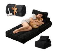 SJWJWOO Foldable Human Size Dog Bed, with Bubble Blanket, lint roller Folding Human Dog Bed Human Dog Bed Foldable Cozy Large Present,black