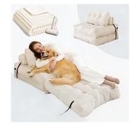 SJWJWOO Foldable Human Sized Dog Bed, with Bubble Blanket, lint roller Foldable Human Dog Bed Dog and Human Bed for People Fits Pet Families,white