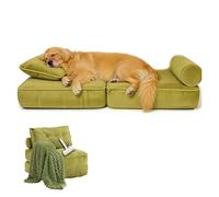 SJWJWOO Folding Adult Dog Bed for Humans, with Bubble Blanket and lint roller Foldable Human Dog Bed Lazy Floor Beds Cozy Large Present,green