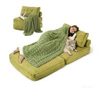 SJWJWOO Folding Human Size Dog Bed, with Bubble Blanket, lint roller Folding Dog Bed Human Dog Bed Foldable Cozy Large Present,green