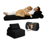 SJWJWOO Folding Human Size Dog Bed, with Bubble Blanket, lint roller Human Dog Bed Foldable People Dog Beds for Humans for People Fits Pet Families,black