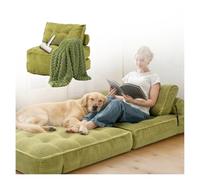 SJWJWOO Folding Human Sized Dog Bed, with Bubble Blanket, lint roller Lazy Floor Bed Adult Dog Bean Bag Cozy Large Present,green