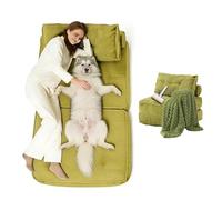 SJWJWOO Folding Lazy Floor Bed Adult, with Bubble Blanket and lint roller Human Dog Bed Foldable Giant Dog Bed for Humans for Adults People Fits Pet Families,green
