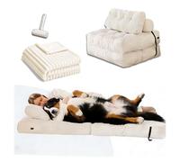 SJWJWOO Folding Lazy Floor Bed Adult, with Bubble Blanket and lint roller Human Size Dog Bed Human Size Dog Bed for Adults for People Fits Pet Families,white