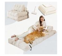 SJWJWOO Folding Lazy Floor Bed Adult, with Bubble Blanket, lint roller Human Size Dog Bed Human Pet Bed Cozy Large Present,white