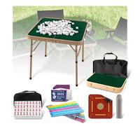 SJWJWOO Full Set of Mahjong Essentials, Folding Mahjong Tables with Mahjong Rule Cards, 24" Mahjong Table Portable for Mahjong Poker Game,Style2