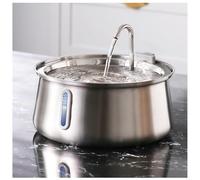 SJWJWOO Metal Cat Water Fountain, 134oz/4L with Water Level Window, Ultra Quiet with Filter Dog Water Dispenser for Multiple Pets - Dishwasher Safe