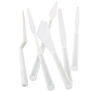 SJZBIN Six Different Styles Plastic Painting Palette Knives Plastic Spatula Palette Knives Bulk Thin and Flexible Art Knife Flexible Palette Plastic Spatula Set Art Tool for Oil Paint Painting, White