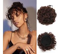 SJZDYLXY Messy Bun Hair Piece for Women 1 pc Tousled Loose Wave Elastic Drawstring Curly Short Synthetic Ponytail Extension Donut Updo Girls Daily Use (pack of 1, 4/33)