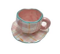 SJZHUYUE Creative Irregular Ceramic Hand Pinch Mug Small Saucer Set Exquisite Afternoon Tea(C)(C)