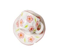 SJZHUYUE Creative Irregular Ceramic Hand Pinch Mug Small Saucer Set Exquisite Afternoon Tea(C)(D)
