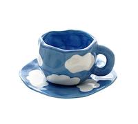 SJZHUYUE Creative Irregular Ceramic Hand Pinch Mug Small Saucer Set Exquisite Afternoon Tea(C)(Yellow)