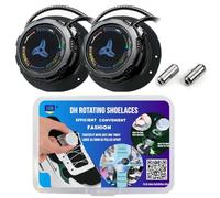 SJZQ Rotating Auto Buckle no tie laces,48inches Lock Shoe Laces,Knob style Tieless shoelaces No Assembly Required Unisex, Dart Black, 48inchs