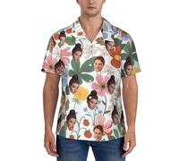 SJZUISL Custom Mens Hawaiian Shirt with Faces, Funny Hawaiian Shirts for Men, Personalized Men Tropical Button Down Shirt with Face Picture for Boyfriend Husband Father Beach Gifts