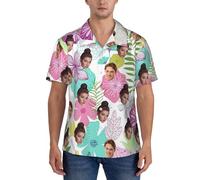 SJZUISL Custom Mens Hawaiian Shirt with Faces, Funny Hawaiian Shirts for Men, Personalized Men Tropical Button Down Shirt with Face Picture for Boyfriend Husband Father Beach Gifts