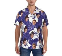 SJZUISL Custom Mens Hawaiian Shirt with Faces, Funny Hawaiian Shirts for Men, Personalized Men Tropical Button Down Shirt with Face Picture for Boyfriend Husband Father Beach Gifts