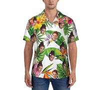 SJZUISL Custom Mens Hawaiian Shirt with Faces, Funny Hawaiian Shirts for Men, Personalized Men Tropical Button Down Shirt with Face Picture for Boyfriend Husband Father Beach Gifts