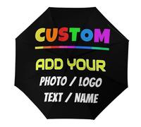 SJZUISL Personalized Custom Photo Umbrella - Custom Umbrella Any Text Logo Image Picture - Personalized Portable Windproof Umbrellas for Rain Sun Company Promotion Advertising