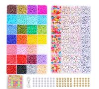 SJZWSD Friendship Bracelet Making Kit - 2 Box Set Seed Beads, - DIY Jewelry Making Set- Includes 28 Colors of Glass, Letter Beads, Gold Spacers, and String - Great for Friendship Bracelets