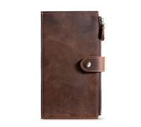 SJZZJSBX Distressed Retro Card Holder Multifunctional Men's Handbag Large Capacity Zipper Mobile Phone Bag Long Wallet (A,20 * 11cm)
