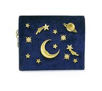 SJZZJSBX Ladies Small Wallet Women's Star Moon Pack Velvet Starry Short Wallet Metal Galaxy Card Holder Small Purse (C,8.5x10x2.5cm)