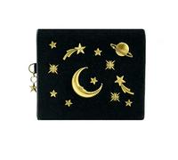SJZZJSBX Ladies Small Wallet Women's Star Moon Pack Velvet Starry Short Wallet Metal Galaxy Card Holder Small Purse (C,8.5x10x2.5cm)