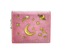 SJZZJSBX Ladies Small Wallet Women's Star Moon Pack Velvet Starry Short Wallet Metal Galaxy Card Holder Small Purse (C,8.5x10x2.5cm)