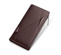 SJZZJSBX Men Genuine Leather Wallet Zipper Coin Pocket Business Clutch Wallets Bag Male Long Wallets Men (B,One Size)