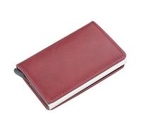 SJZZJSBX Men Wallet PU Leather Vintage Credit Card Holder Unisex Antitheft Security Aluminum Metal Purse (A,9.5 * 6cm)