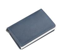 SJZZJSBX Men Wallet PU Leather Vintage Credit Card Holder Unisex Antitheft Security Aluminum Metal Purse (Argento,9.5 * 6cm)