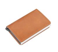 SJZZJSBX Men Wallet PU Leather Vintage Credit Card Holder Unisex Antitheft Security Aluminum Metal Purse (A,9.5 * 6cm)