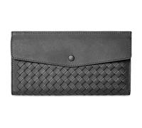 SJZZJSBX Men's Leather Large Capacity Long Multi-Functional Wallet Top Cowhide Hand-Woven Mobile Phone Bag (A)