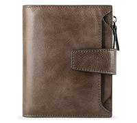 SJZZJSBX Men's Wallet Small Retro Crazy Horse Leather Short Wallet Two-Way Dock Worker-Classic Wallet with Extra Card Slot and ID Window (B)