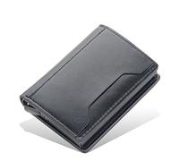 SJZZJSBX Smart Wallet Auto-Flip Card Holder PU Leather Aluminum Alloy Credit Card Holder Men's Mini Wallet Card Holder (A,10 * 7cm)