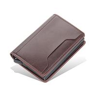 SJZZJSBX Smart Wallet Auto-Flip Card Holder PU Leather Aluminum Alloy Credit Card Holder Men's Mini Wallet Card Holder (A,10 * 7cm)