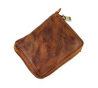 SJZZJSBX Vegetable Tanned Old Retro Wallet Zipper Business Casual Wallet Coin Purse Large Capacity Wallet (A,11 * 2 * 8m)