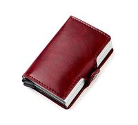 SJZZJSBX Women's Automatic Business Credit Card Holder Id Badge Holder Card Case Smart PU Leather Mini Metal Wallet (Blue,9.7 * 6.7cm)