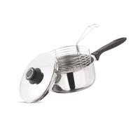 SK COOKWARE Chip Pan with Basket & Lid Non-Stick Fat Fryer Set 22cm | Durable Crispy Frying Pan with Plastic Handles | Ideal for Gas Stoves & Home Frying