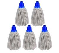SK COOKWARE Mop Head Replacement Pack of 5 Blue Screw In Traditional Cotton Yarn String Mop, Universal Fitting Socket, Wet and Dry Floor Cleaner