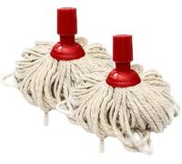 SK COOKWARE - Mop Head Replacement - Pack of 5 Red Push In - Traditional Cotton Yarn String Mop, Universal Fitting Socket Mop Heads, Wet and Dry Floor Cleaner Mop